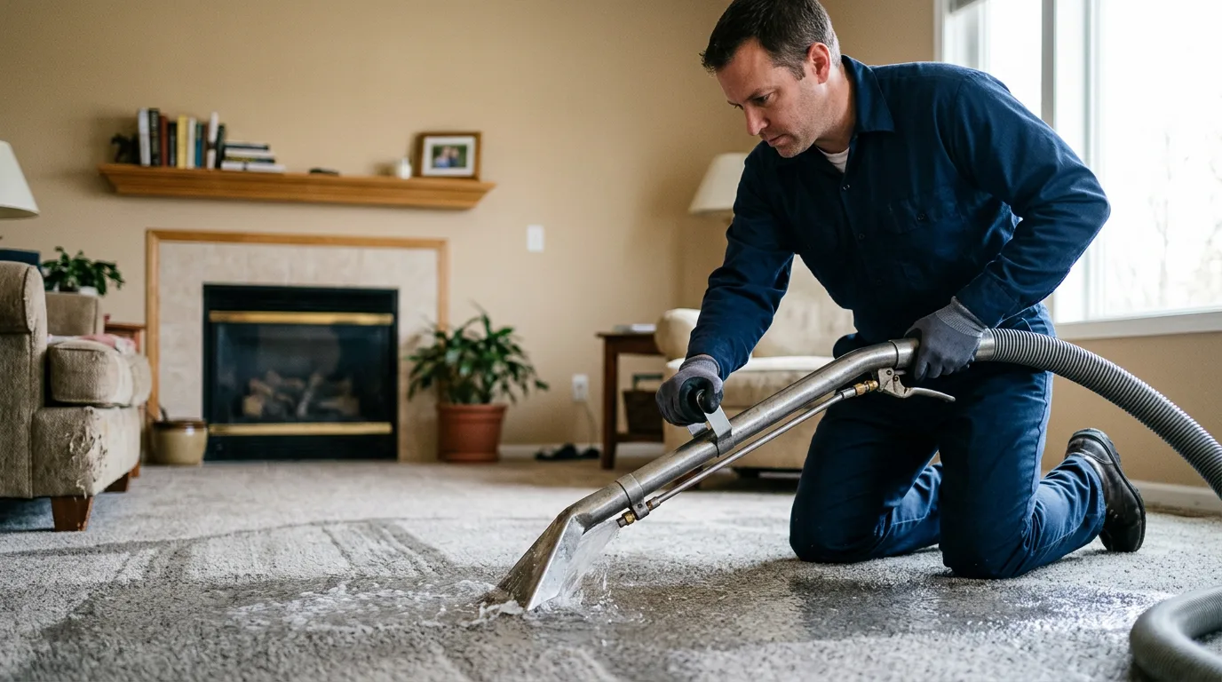Water damage restoration technician working near Epping, ND